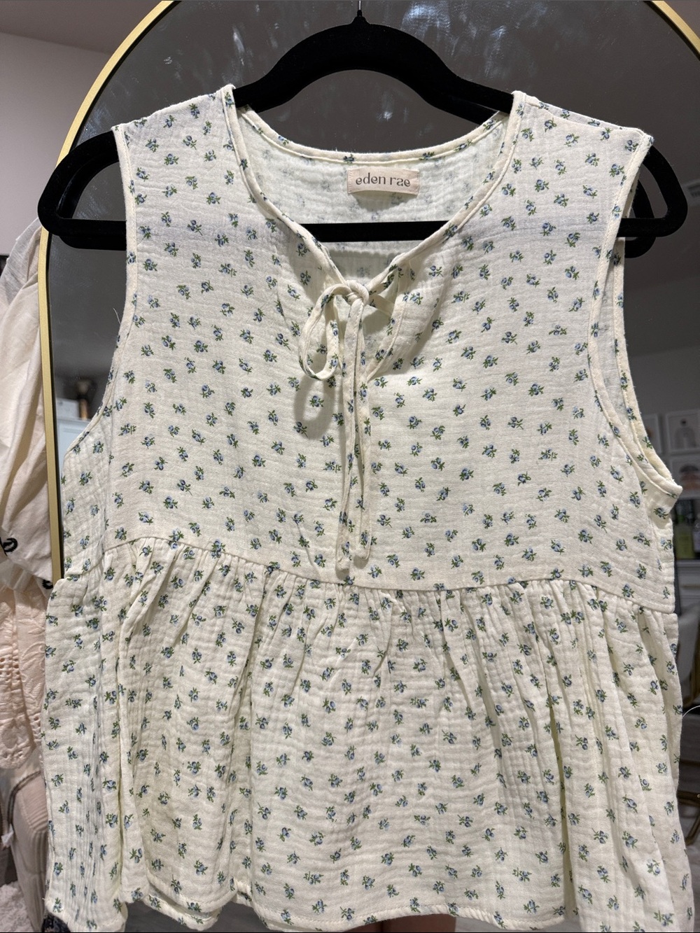 Cream Floral Peplum Tank